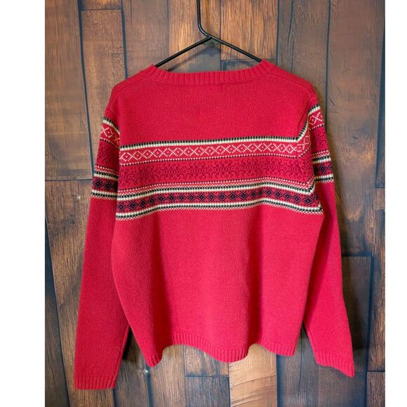 Woolovers 100% Wool Red Crewneck Sweater Size Large Warm Cozy Fall Winter - Picture 2 of 3